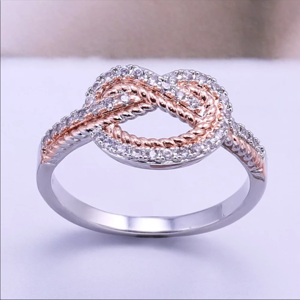 New Eternity Rose Gold Silver Romantic Ring - Picture 1 of 6